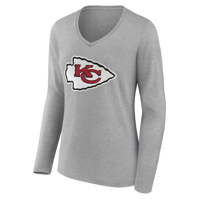 Women's Kansas City Chiefs Team Authentic Personalized Name & Number Long Sleeve V-Neck T-Shirt