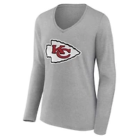Women's Kansas City Chiefs Team Authentic Personalized Name & Number Long Sleeve V-Neck T-Shirt