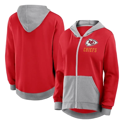 Sweat à capuche zippé en molleton French Terry rouge avec logo des Chiefs de Kansas City pour femme