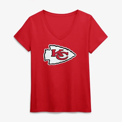 Women's Logo Athletic Red Kansas City Chiefs Primary V-Neck T-Shirt