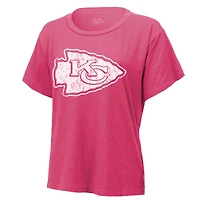 Women's Majestic Threads Patrick Mahomes Pink Kansas City Chiefs Name & Number T-Shirt