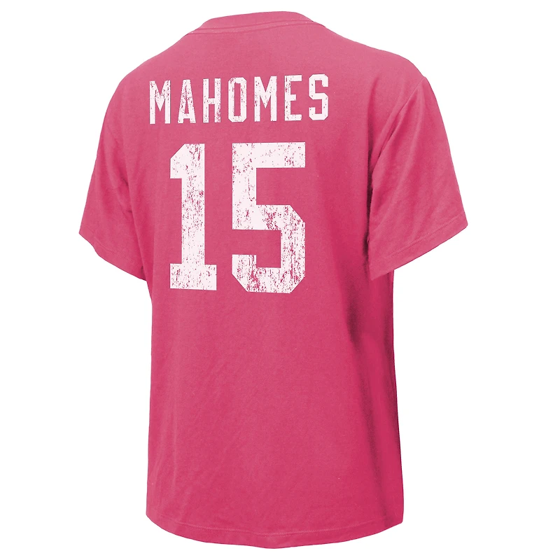 Women's Majestic Threads Patrick Mahomes Pink Kansas City Chiefs Name & Number T-Shirt