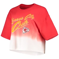 Women's Majestic Threads Patrick Mahomes Red/White Kansas City Chiefs Dip-Dye Player Name & Number Crop Top