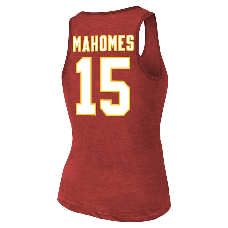 Débardeur rouge à trois mélanges avec nom et numéro des Chiefs de Kansas City Patrick Mahomes Majestic Threads pour femmes