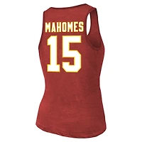 Débardeur rouge à trois mélanges avec nom et numéro des Chiefs de Kansas City Patrick Mahomes Majestic Threads pour femmes