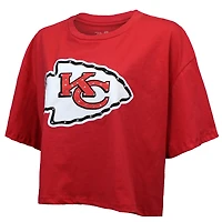 T-shirt court et ample pour femme Majestic Threads Patrick Mahomes, rouge, avec cristaux Swarovski, nom numéro des Chiefs de Kansas City