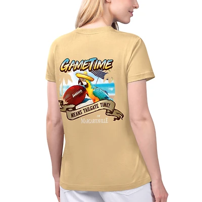T-shirt à col en V pour femmes, Margaritaville Gold, Kansas City Chiefs Game Time
