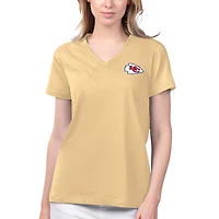 Women's Margaritaville Gold Kansas City Chiefs Game Time V-Neck T-Shirt