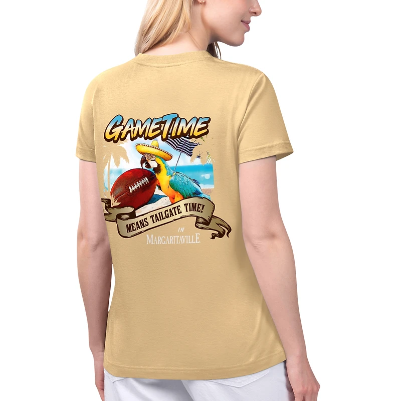 T-shirt à col en V pour femmes, Margaritaville Gold, Kansas City Chiefs Game Time