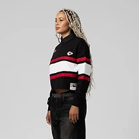 Polo de rugby court à manches longues Mitchell & Ness noir Kansas City Chiefs pour femme