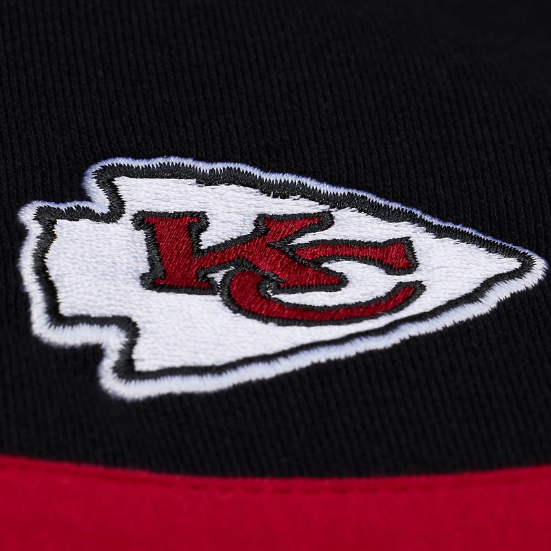 Women's Mitchell & Ness  Black Kansas City Chiefs Cropped Long Sleeve Rugby Polo