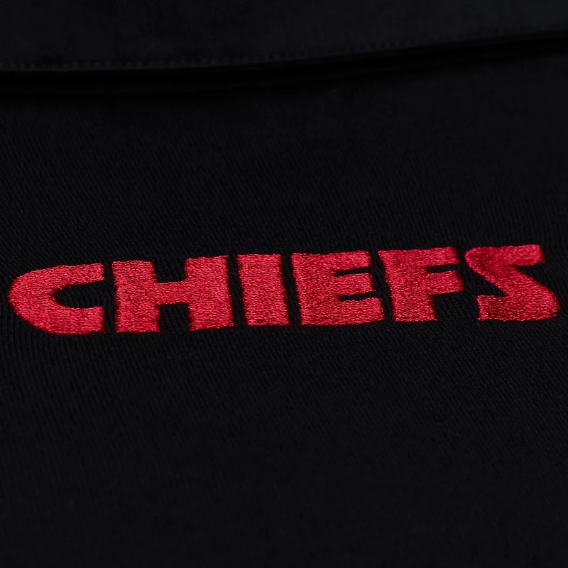 Women's Mitchell & Ness  Black Kansas City Chiefs Cropped Long Sleeve Rugby Polo