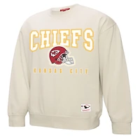 Sweat-shirt en polaire pour femme Mitchell & Ness crème Kansas City Chiefs Fandom