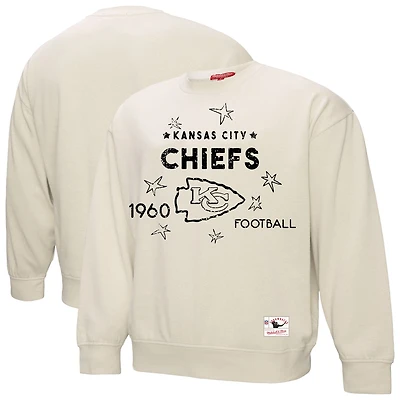 Sweat-shirt Mitchell & Ness crème Kansas City Chiefs grande taille pour femme avec étoile filante