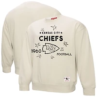 Sweat-shirt Mitchell & Ness crème Kansas City Chiefs grande taille pour femme avec étoile filante