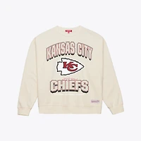 Sweat-shirt Mitchell & Ness crème Kansas City Chiefs pour femme avec motif arches ton sur