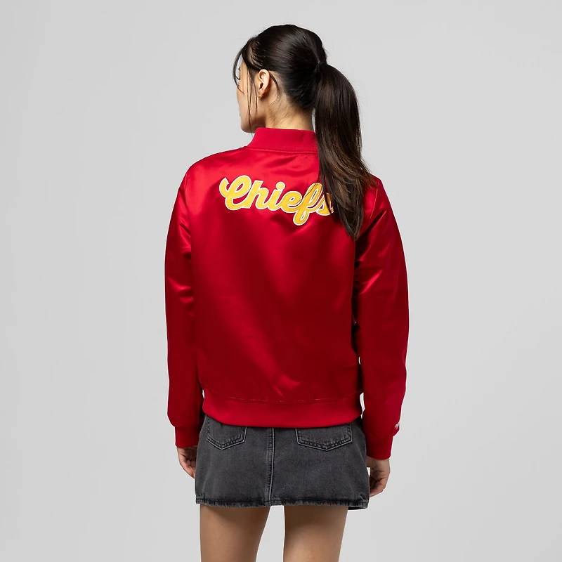 Veste en satin rouge à boutons-pression pour femme Mitchell & Ness des Kansas City Chiefs