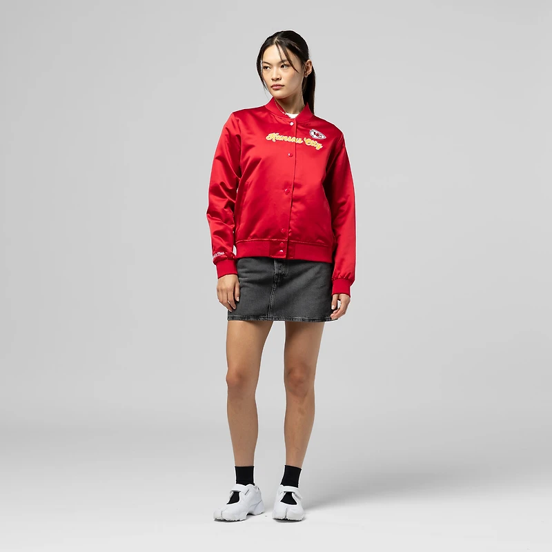 Women's Mitchell & Ness Red Kansas City Chiefs Full-Snap Satin Jacket