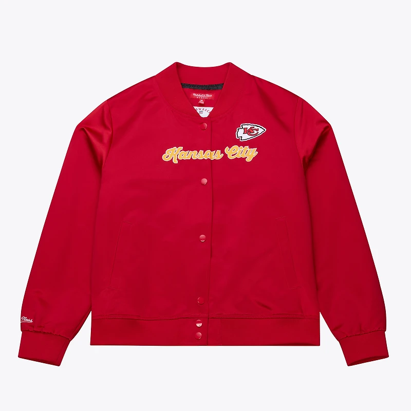 Veste en satin rouge à boutons-pression pour femme Mitchell & Ness des Kansas City Chiefs