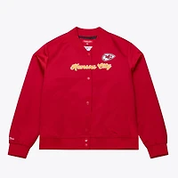 Veste en satin rouge à boutons-pression pour femme Mitchell & Ness des Kansas City Chiefs