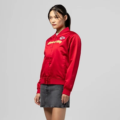 Women's Mitchell & Ness Red Kansas City Chiefs Full-Snap Satin Jacket