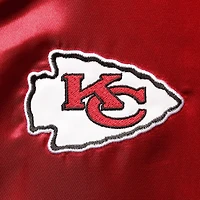 Veste Mitchell & Ness rouge Kansas City Chiefs Team 2.0 pour femme, style raglan satiné, fermeture à boutons-pression.