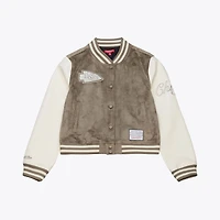 Veste universitaire Mitchell & Ness beige Kansas City Chiefs pour femme, à boutons-pression.