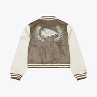 Veste universitaire Mitchell & Ness beige Kansas City Chiefs pour femme, à boutons-pression.