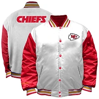 Women's Mitchell & Ness White Kansas City Chiefs Plus Full-Snap Satin Jacket