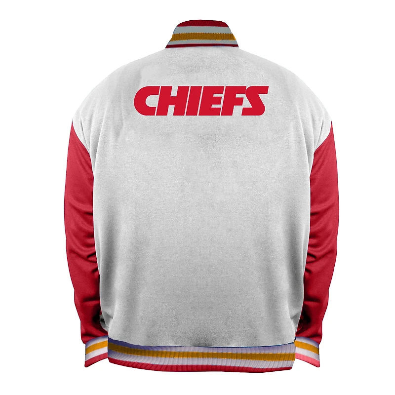 Veste en satin blanche à boutons-pression pour femme Mitchell & Ness, grande taille, des Kansas City Chiefs