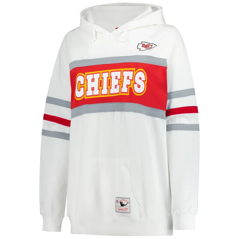 Sweat à capuche rétro Mitchell & Ness blanc pour femme, grande taille, avec logo de l'entraîneur-chef des Kansas City Chiefs