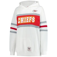 Sweat à capuche rétro Mitchell & Ness blanc pour femme, grande taille, avec logo de l'entraîneur-chef des Kansas City Chiefs