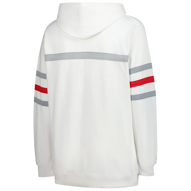 Sweat à capuche rétro Mitchell & Ness blanc pour femme, grande taille, avec logo de l'entraîneur-chef des Kansas City Chiefs