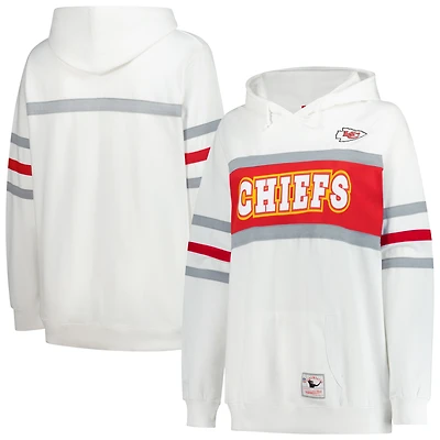 Sweat à capuche rétro Mitchell & Ness blanc pour femme, grande taille, avec logo de l'entraîneur-chef des Kansas City Chiefs