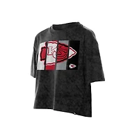 T-shirt court boxy sport noir délavé minéral pour femme New Era Kansas City Chiefs