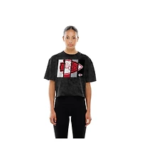 T-shirt court boxy sport noir délavé minéral pour femme New Era Kansas City Chiefs