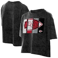 T-shirt court boxy sport noir délavé minéral pour femme New Era Kansas City Chiefs