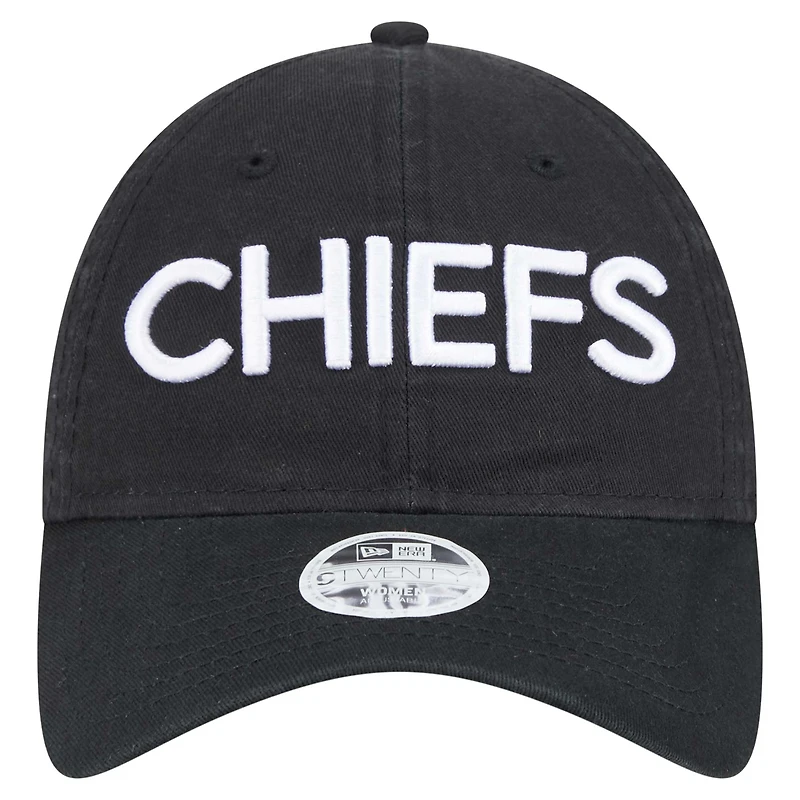 Casquette ajustable Cece 9TWENTY noire New Era pour femme des Kansas City Chiefs