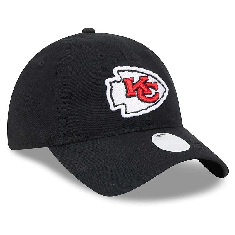 Casquette réglable noire Main Core Classic 2.0 9TWENTY des Chiefs de Kansas City New Era pour femme