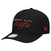 Casquette ajustable New Era noire métallisée 9FORTY M-Crown A-Frame pour femme des Kansas City Chiefs
