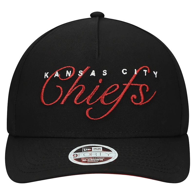 Women's New Era  Black Kansas City Chiefs  Metallic 9FORTY M-Crown A-Frame Adjustable Hat