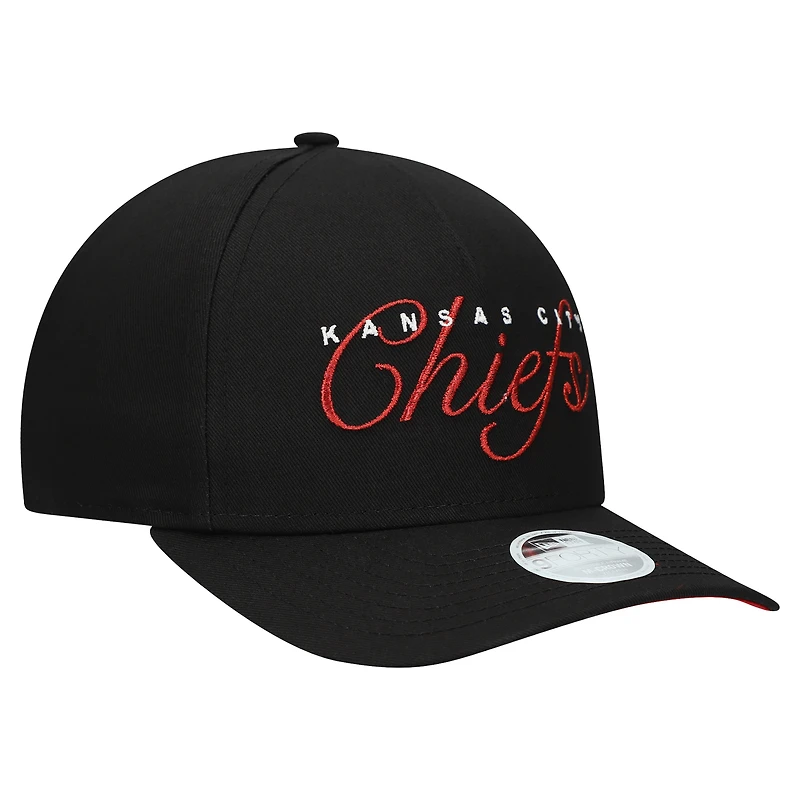 Women's New Era Black Kansas City Chiefs Metallic 9FORTY M-Crown A-Frame Adjustable Hat
