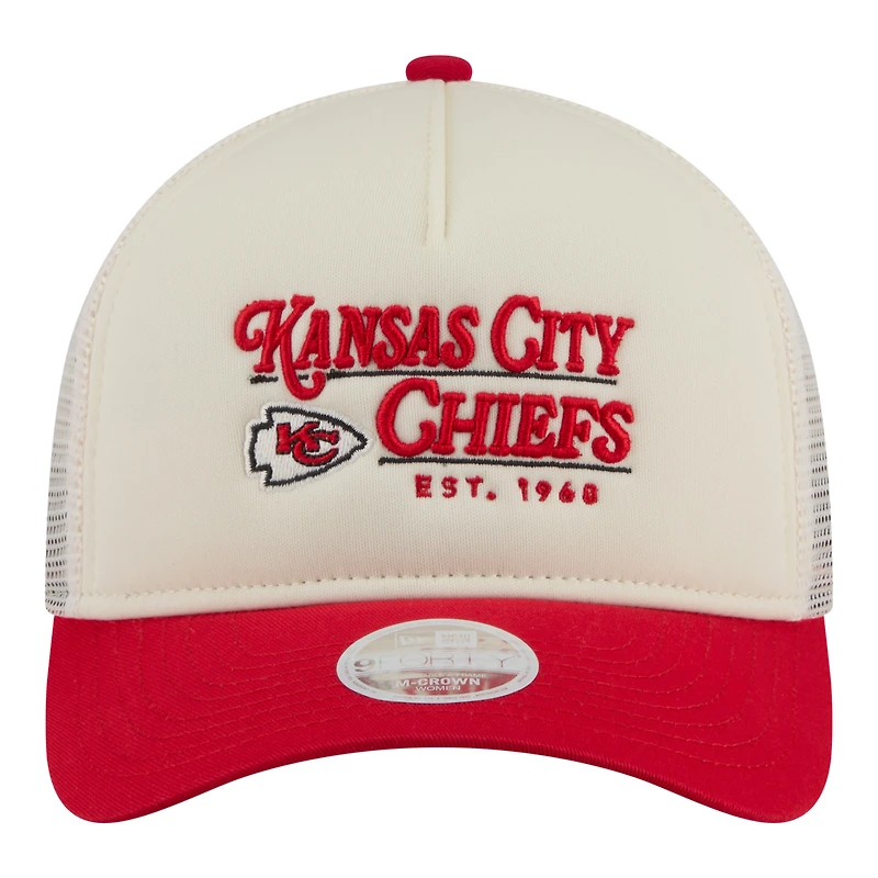Women's New Era Cream/Red Kansas City Chiefs Retro A-Frame 9FORTY Adjustable Hat