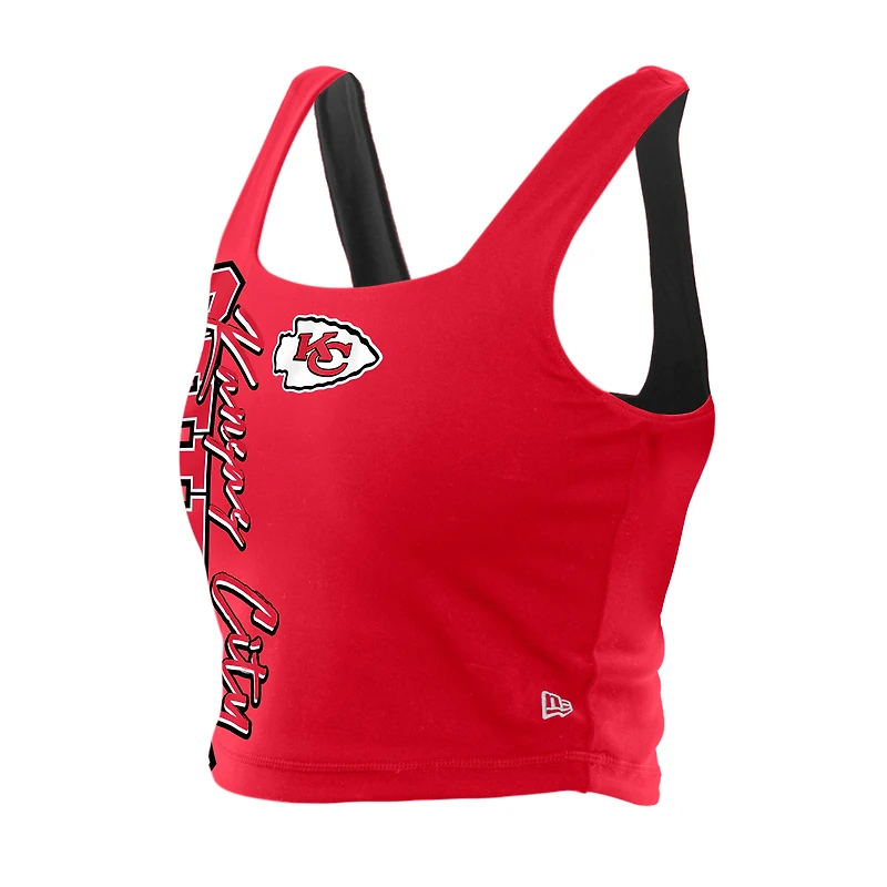 Women's New Era Red/Black Kansas City Chiefs Reversible Cropped Sport Classics Tank Top