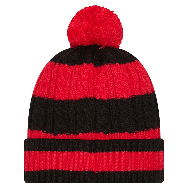 Women's New Era Red Kansas City Chiefs Braided Cuffed Knit Hat with Pom