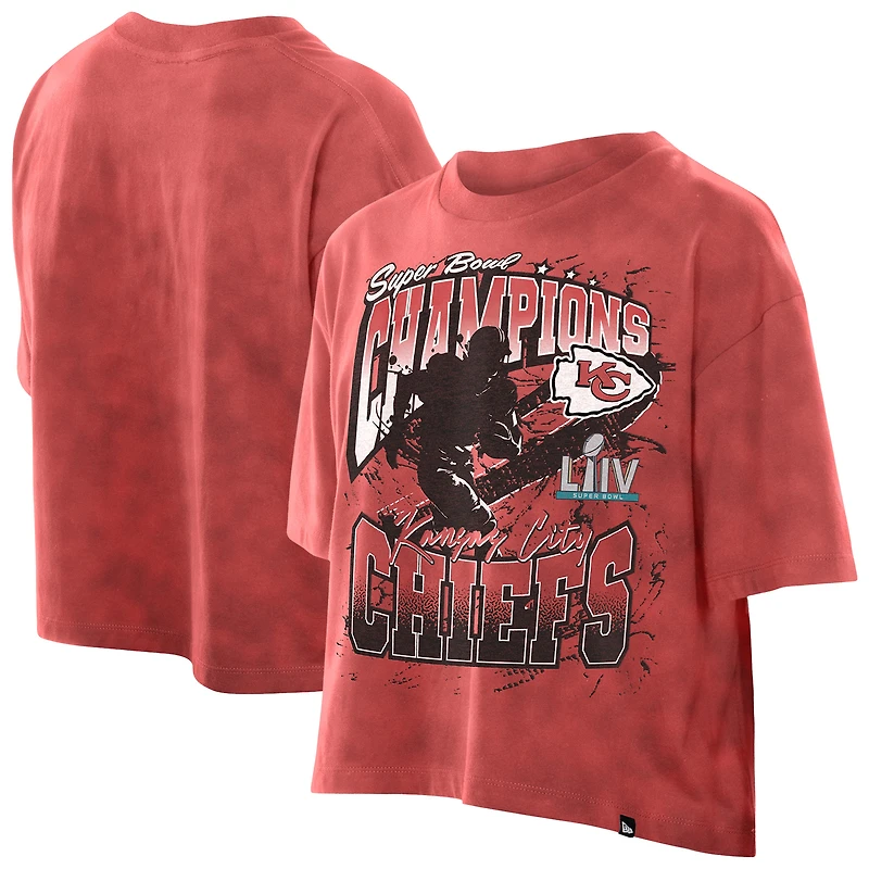 Women's New Era Red Kansas City Chiefs Cropped Boxy Sport Classics Mineral Wash T-Shirt