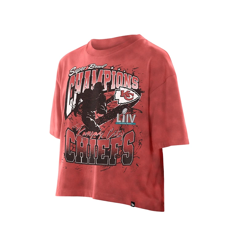 Women's New Era Red Kansas City Chiefs Cropped Boxy Sport Classics Mineral Wash T-Shirt