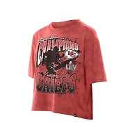 Women's New Era Red Kansas City Chiefs Cropped Boxy Sport Classics Mineral Wash T-Shirt