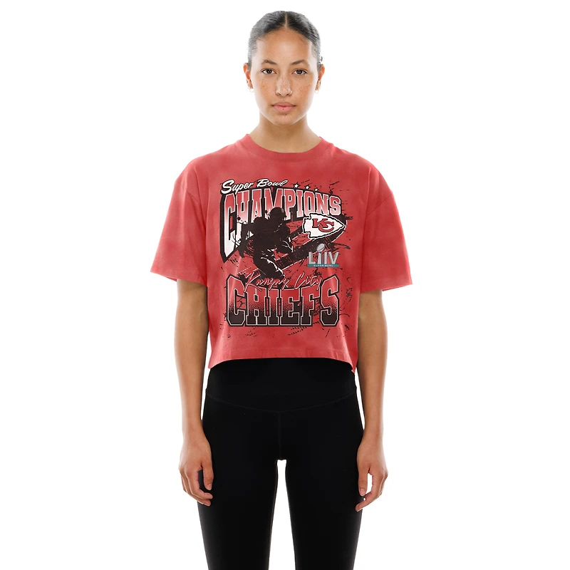 Women's New Era Red Kansas City Chiefs Cropped Boxy Sport Classics Mineral Wash T-Shirt