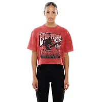 Women's New Era Red Kansas City Chiefs Cropped Boxy Sport Classics Mineral Wash T-Shirt